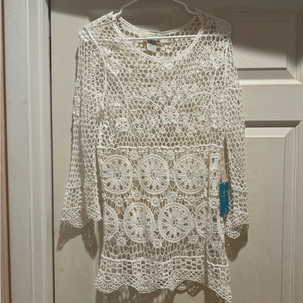 Caribbean Joe Island Supply Co. White Cover Up Size M